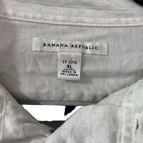 Banana Republic Argyle Knit Collared Long Sleeve Button-Down Shirt Gray Size XL - Picture 7 of 11